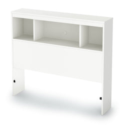 Twin size Modern Bookcase Headboard in White Wood Finish - Dubh_Arts
 - 1