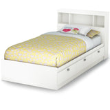 Twin size Modern Bookcase Headboard in White Wood Finish - Dubh_Arts
 - 2