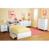 Twin size Modern Bookcase Headboard in White Wood Finish - Dubh_Arts
 - 3