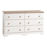 White and Natural Finish Bedroom Dresser with 6 Spacious Drawers - Dubh_Arts
 - 1
