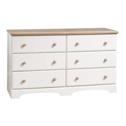 White and Natural Finish Bedroom Dresser with 6 Spacious Drawers - Dubh_Arts
 - 1