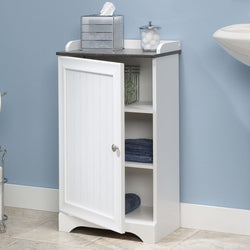 Bathroom Floor Cabinet with Adjustable Shelves in White Finish - Dubh_Arts
 - 1