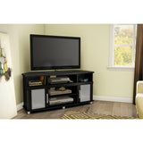 Black Corner TV Stand with Frosted Glass Doors - Dubh_Arts
 - 2