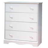 White 4 Drawer Bedroom Chest with Wooden Knobs - Dubh_Arts
 - 1