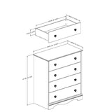 White 4 Drawer Bedroom Chest with Wooden Knobs - Dubh_Arts
 - 4