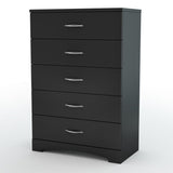 Modern 5-Drawer Bedroom Chest in Black Wood Finish - Dubh_Arts
 - 1