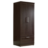 Dark Brown Wood Wardrobe Cabinet Armoire with Garment Rod - Dubh_Arts
 - 1