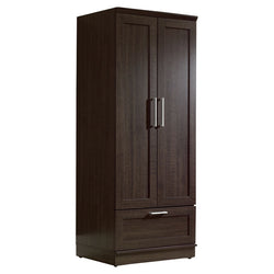 Dark Brown Wood Wardrobe Cabinet Armoire with Garment Rod - Dubh_Arts
 - 1