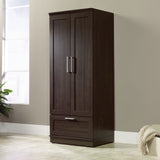 Dark Brown Wood Wardrobe Cabinet Armoire with Garment Rod - Dubh_Arts
 - 2