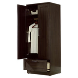 Dark Brown Wood Wardrobe Cabinet Armoire with Garment Rod - Dubh_Arts
 - 3