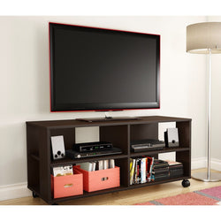 Contemporary TV Stand Cart with Casters in Chocolate Finish - Dubh_Arts
 - 1