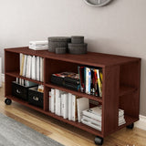 Contemporary TV Stand Cart with Casters in Chocolate Finish - Dubh_Arts
 - 2