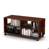 Contemporary TV Stand Cart with Casters in Chocolate Finish - Dubh_Arts
 - 3