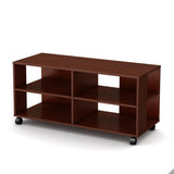 Contemporary TV Stand Cart with Casters in Chocolate Finish - Dubh_Arts
 - 4