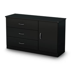 Modern 3-Drawer Dresser Wardrobe Chest with Storage Shelf in Black - Dubh_Arts
 - 1