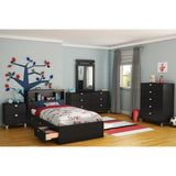 Twin-size Bookcase Headboard in Black Finish - Modern Design - Dubh_Arts
 - 3