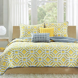 Twin / Twin XL size Geometric Gray / Yellow Lightweight Coverlet Set - Dubh_Arts
 - 1