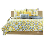 Twin / Twin XL size Geometric Gray / Yellow Lightweight Coverlet Set - Dubh_Arts
 - 3