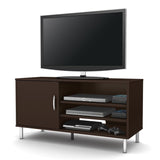 Contemporary TV Stand in Chocolate Brown Finish with Metal Legs - Dubh_Arts
 - 1