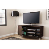 Contemporary TV Stand in Chocolate Brown Finish with Metal Legs - Dubh_Arts
 - 2