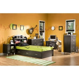 Black Onyx Twin-Size Bookcase Headboard - Dubh_Arts
 - 3
