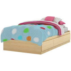 Twin Platform Bed Frame with Storage Drawers in Natural Maple - Dubh_Arts
 - 1