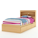 Twin Platform Bed Frame with Storage Drawers in Natural Maple - Dubh_Arts
 - 2