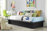 Black Faux Leather Upholstered Platform Bed Frame with Wood Slats in Twin - Dubh_Arts
 - 3