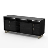 Contemporary TV Stand in Black Finish and Satin Nickel Metal Legs - Dubh_Arts
 - 1