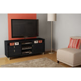 Contemporary TV Stand in Black Finish and Satin Nickel Metal Legs - Dubh_Arts
 - 2