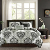 Twin size 4-Piece Orange White Damask Print Comforter Set - Dubh_Arts
 - 1