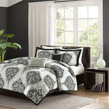 Twin size 4-Piece Orange White Damask Print Comforter Set - Dubh_Arts
 - 2