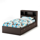 Twin size Contemporary Bookcase Headboard in Chocolate Finish - Dubh_Arts
 - 2