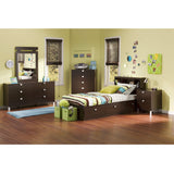 Twin size Contemporary Bookcase Headboard in Chocolate Finish - Dubh_Arts
 - 3