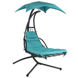 Teal Single Person Sturdy Modern Chaise Lounger Hammock Chair Porch Swing - Dubh_Arts
 - 1