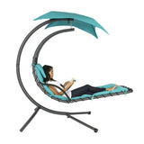 Teal Single Person Sturdy Modern Chaise Lounger Hammock Chair Porch Swing - Dubh_Arts
 - 3