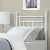 Twin size White Metal Headboard with Simple Lines and Decorative Finals - Dubh_Arts
 - 1