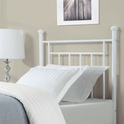 Twin size White Metal Headboard with Simple Lines and Decorative Finals - Dubh_Arts
 - 1