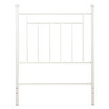 Twin size White Metal Headboard with Simple Lines and Decorative Finals - Dubh_Arts
 - 2