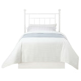 Twin size White Metal Headboard with Simple Lines and Decorative Finals - Dubh_Arts
 - 3