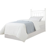 Twin size White Metal Headboard with Simple Lines and Decorative Finals - Dubh_Arts
 - 4