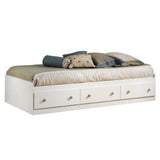 Twin Size Mates Platform Bed in White/Maple with 2 Storage Drawers - Dubh_Arts
 - 1