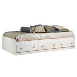 Twin Size Mates Platform Bed in White/Maple with 2 Storage Drawers - Dubh_Arts
 - 1