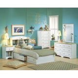 Twin Size Mates Platform Bed in White/Maple with 2 Storage Drawers - Dubh_Arts
 - 2
