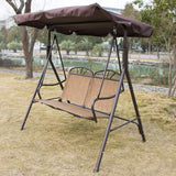 Outdoor 2-Person Patio Porch Swing Garden Bench with Canopy in Brown - Dubh_Arts
 - 2