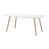 White Top Mid-Century Coffee Table with Solid Wood Legs - Dubh_Arts
 - 2
