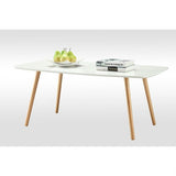 White Top Mid-Century Coffee Table with Solid Wood Legs - Dubh_Arts
 - 3