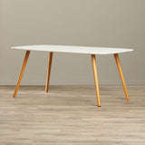 White Top Mid-Century Coffee Table with Solid Wood Legs - Dubh_Arts
 - 4