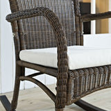 Indoor/Outdoor Patio Porch Mocha Wicker Rocking Chair with Beige Cushion - Dubh_Arts
 - 2