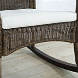 Indoor/Outdoor Patio Porch Mocha Wicker Rocking Chair with Beige Cushion - Dubh_Arts
 - 3